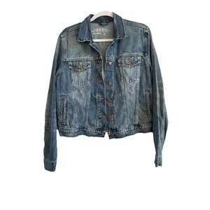GAP 1969 Denim Trucker‎ Jean Jacket Distressed Fade Wash Women's Size Large